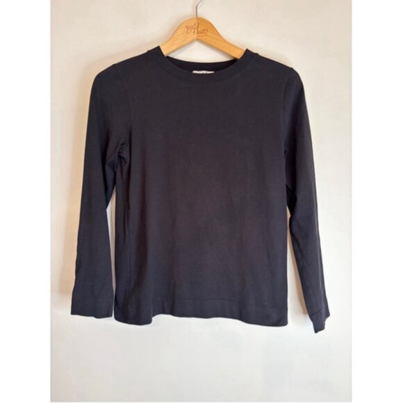 COS Crew Neck Long Sleeve Top Womens Size XS Black - Picture 2 of 9